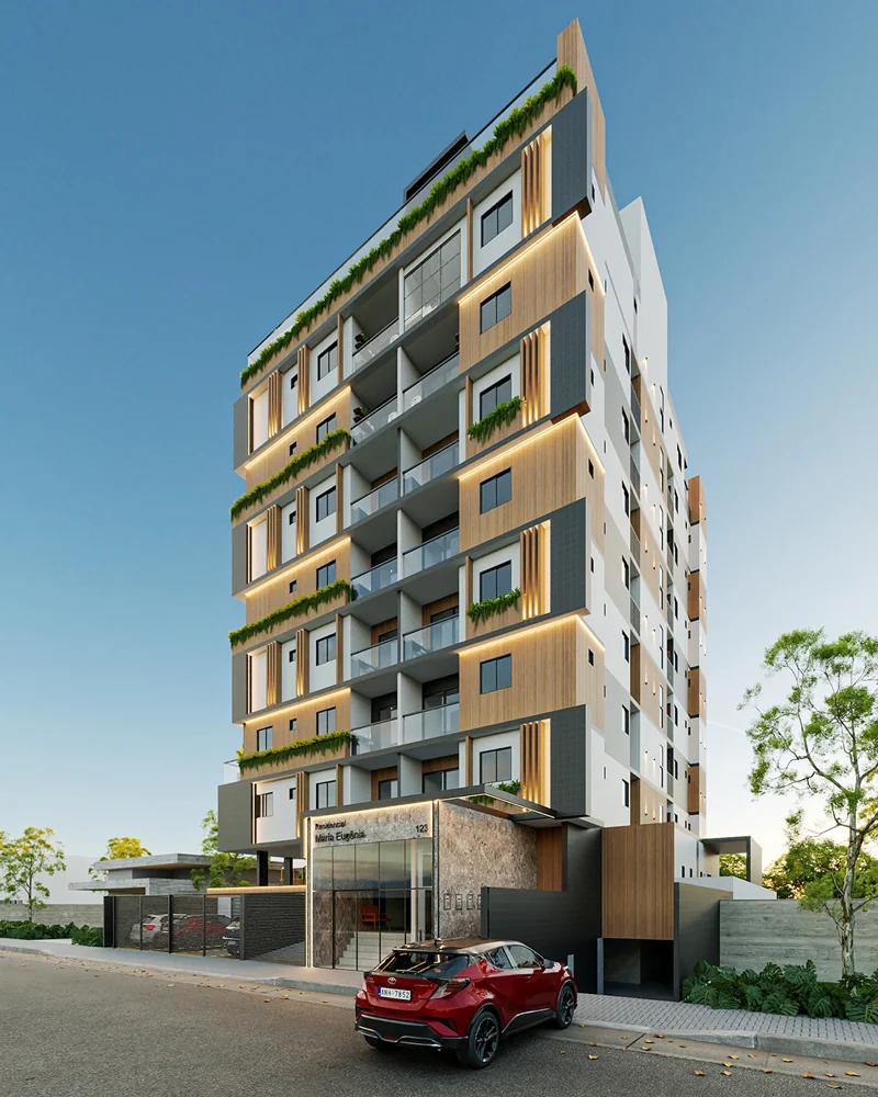 Edifício residencial contemporâneo com acesso pela rua