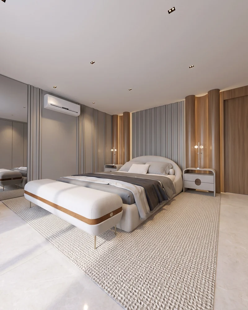Suíte com cama e iluminação natural
